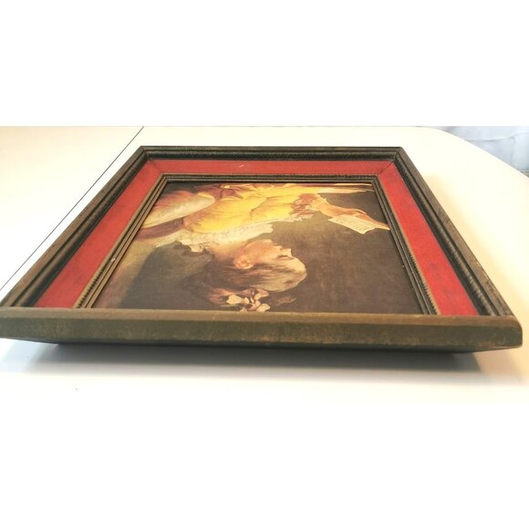Vintage 1950s Fragonard Young Girl Reading Limited Edition #1210 Red Velvet Trim - Picture 7 of 13